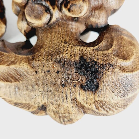 Syroco Wood Angel Cherub Wall Hanging 6in 3.5in Lot of 2 MCM Vtg Detailed Brown - Picture 6 of 8